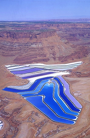 Aerial photo of Potash Evaporation Ponds, On Colorado River, Utah, UT &nbsp;United States