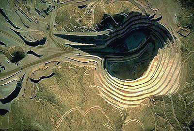 Aerial photo of Open Pit Gold Mine , San Bernadino County, California, CA &nbsp;United States