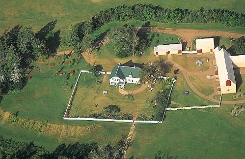 Aerial photo of Anne of Green Gables House, PE Aerial photo of Anne of Green Gables House, Cavendish, Prince Edward Island, PE Canada