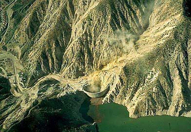 Aerial photo of Pacoima Dam & Reservoir, CO Aerial photo of Pacoima Dam & Reservoir, San Fernando, California, CO United States