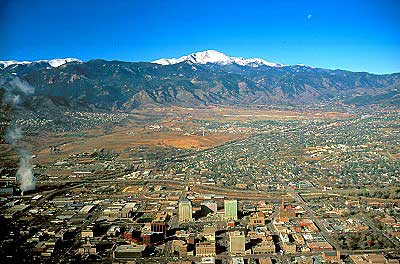 Aerial photo of Downtown Colorado Springs, ElPaso County, Colorado, CO  United States