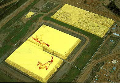 Aerial photo of Tar Sand Sulfur, Athabasca Tar Sands, Alberta, AB  Canada