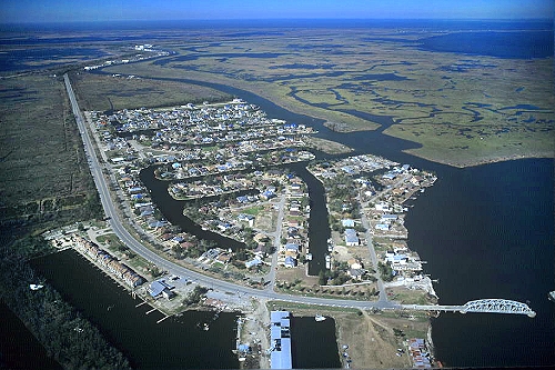 Aerial photo of Venetian Isles, Mississippi River Delta, Louisiana, LA &nbsp;United States