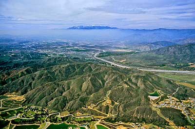 airphoto aerial photo of la basin smog ontario california 8138