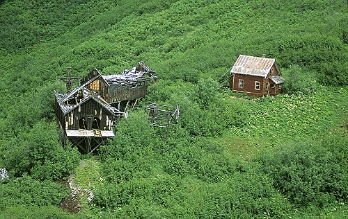 Aerial photo of Tram Station, AK Aerial photo of Tram Station, Bonanza Peak, north of McCarthy, Alaska, AK United States
