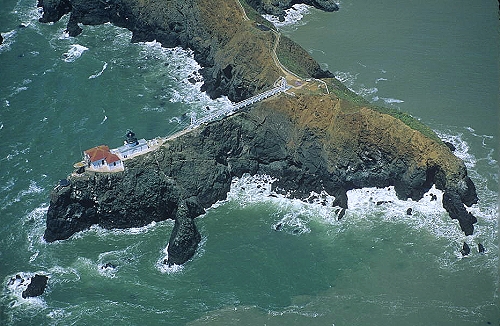 Aerial photo of Point Bonita Lighthouse, CA Aerial photo of Point Bonita Lighthouse, Marin County, California, CA United States